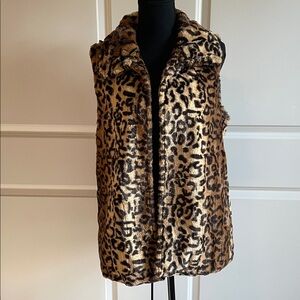 Chico's Animal Print Faux Fur Vest Size Medium